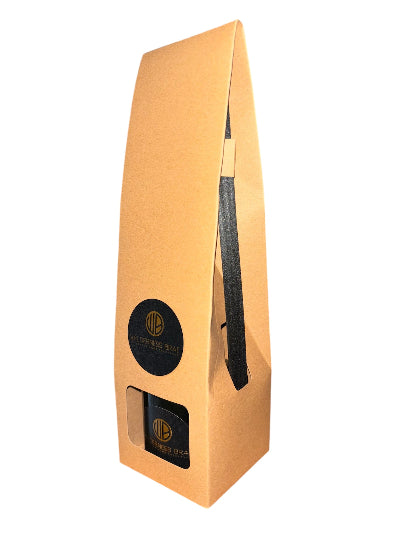Sandalwood & Black Pepper Reed Diffuser and black fibre reeds. In Kraft package box. Amber bottle.